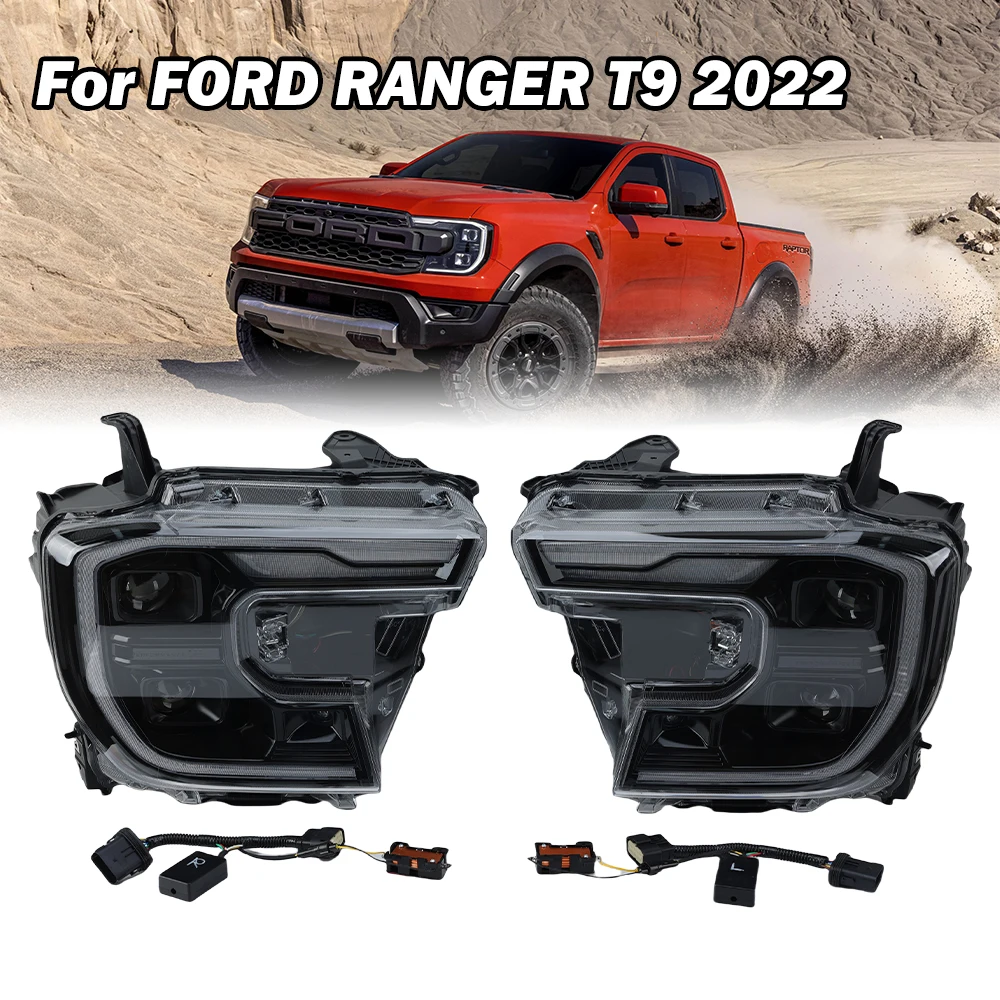 

Автомобильная светодиодная передняя фара головного света для Ford Ranger T9 2022 2023 2024, обновленные автозапчасти, модифицированные Автомобильные фары, аксессуары