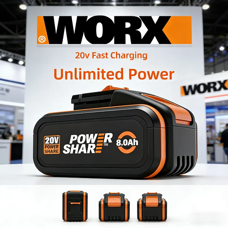 

Original WORX 20V 8.0Ah High Capacity Battery,Model WA3553 WA3551 WA3553.1 WA3570,for All Garden&Power Share Power Tool Battery