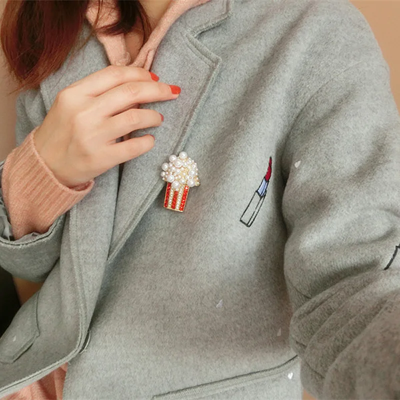 Moda Barokowa Perła Popcorn Broszki Dla Kobiet Unisex Wykwintne Rhinestone Casual Party Biuro Broszka Szpilki Biżuteria Prezenty