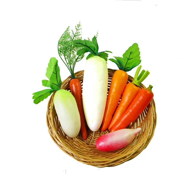 1Pc การจำลองแครอทหัวไชเท้าสีขาวปลอมผักเด็กความรู้ความเข้าใจของเล่น Farmhouse Restaurant ตกแต่ง Props อุปกรณ์เสริม