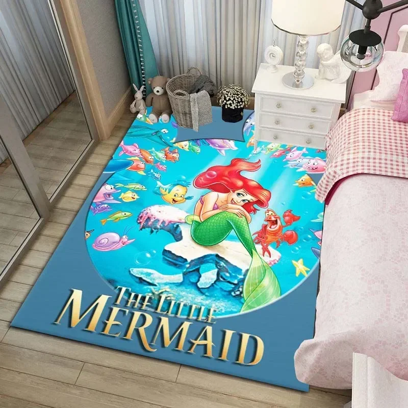 Little Mermaid Ariel Princess Rug Carpets 120x160cm Decor for Living Room Children's Bedroom Sofa Bathroom Kids Floor Mat