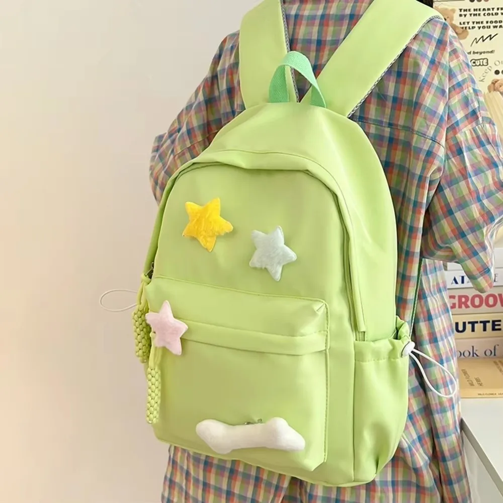 Canvas Backpack Adjustable Straps Zippered Closure School Bag Large Capacity Multi-Compartment Casual Cute Backpack Students