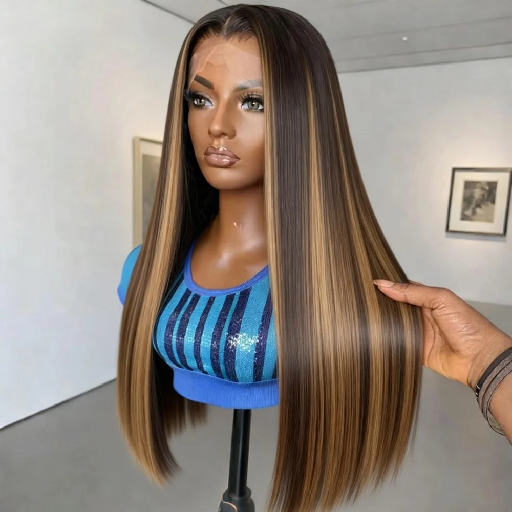 

High Quality 1b30 Highlight Ombre Colored Bone Straight 13x4 HD Lace Frontal Human Hair Wigs Pre Plucked Human Hair For Women
