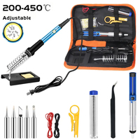 Professional 60W Adjustable Temperature Soldering Iron Kit 15-in-1 with EU Plug - Fast Heating Welding Tool Set for DIY Electron
