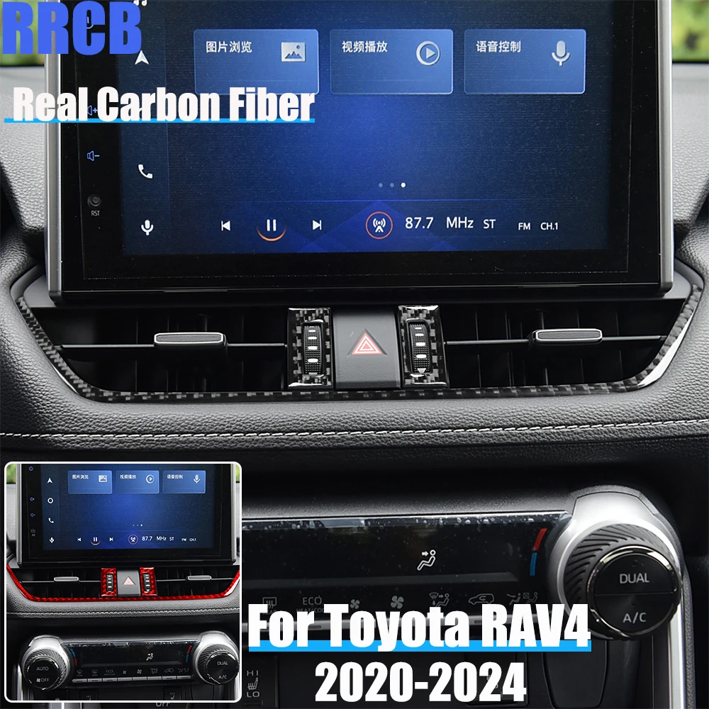 

Автомобильные аксессуары из настоящего углеродного волокна, центральное вентиляционное отверстие, декоративная мягкая наклейка для Toyota RAV4 XA50 2020 2021 2022 2023 2024