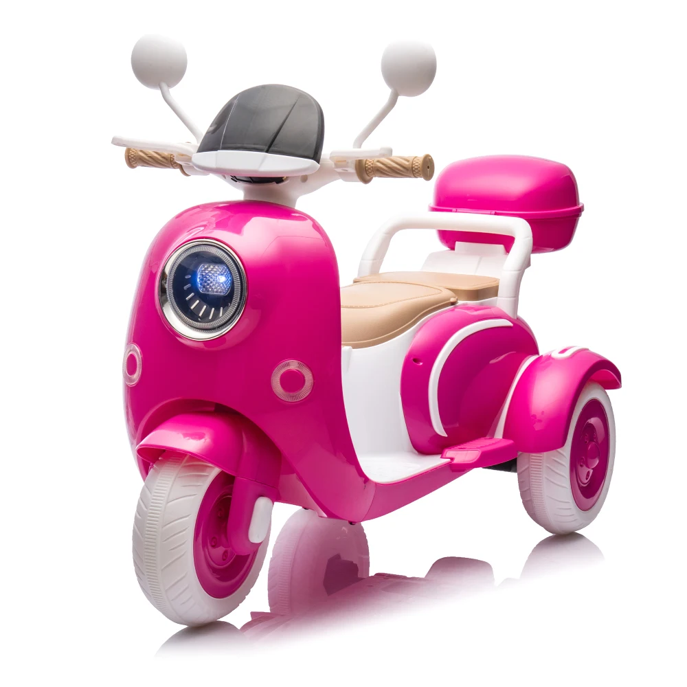 12-V-Zweisitzer-Kinderspielzeug mit elektrischem Motorrad, dreirädriges Kinderspielzeug mit langsamer Start, Multifunktions-Player, USB, Bluetooth, Licht