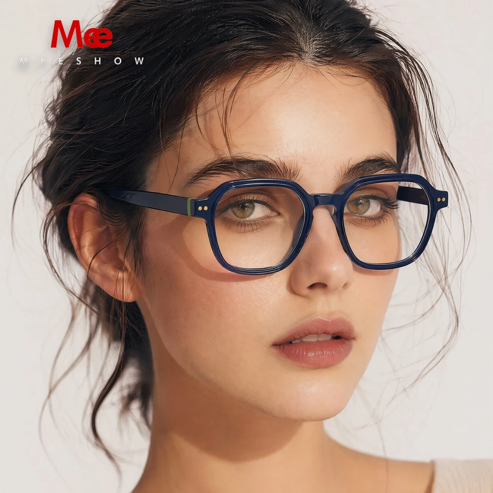 MEESHOW New Women Acetate Glasses Frames Men's Offical Design Optics Frame Prescription Glasses Lady's Frames Optical Eyewear
