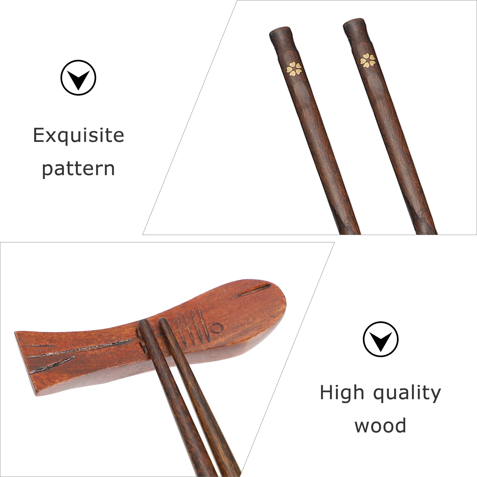 

Wooden Chopsticks Rest and Holder Portable Combination Dinner Service Tableware with Case Child