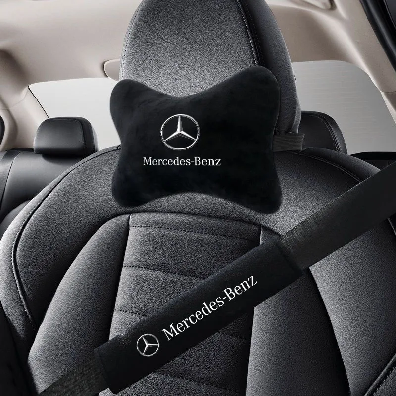 

Car Headrest Neck Pillow Head And Neck Support Seat Belt Shoulder Pad Covers for Mercedes Benz W205 C300 W203 W206 W108 W124 GLC