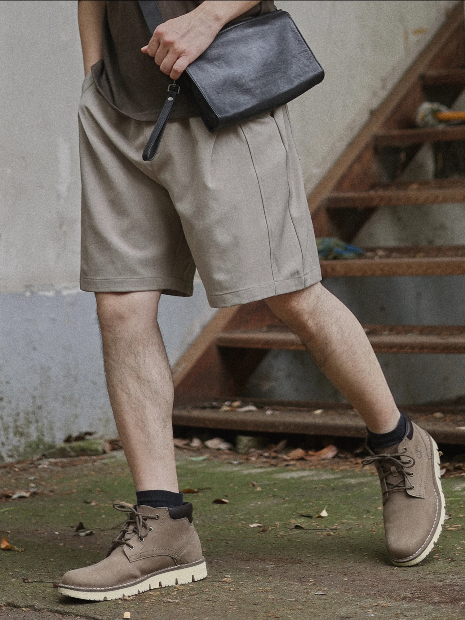 Youth Crisis Drawstring Suit Shorts Men Summer Loose Casual Lightweight Japanese Style Five-Point Pants Polyester Lycra