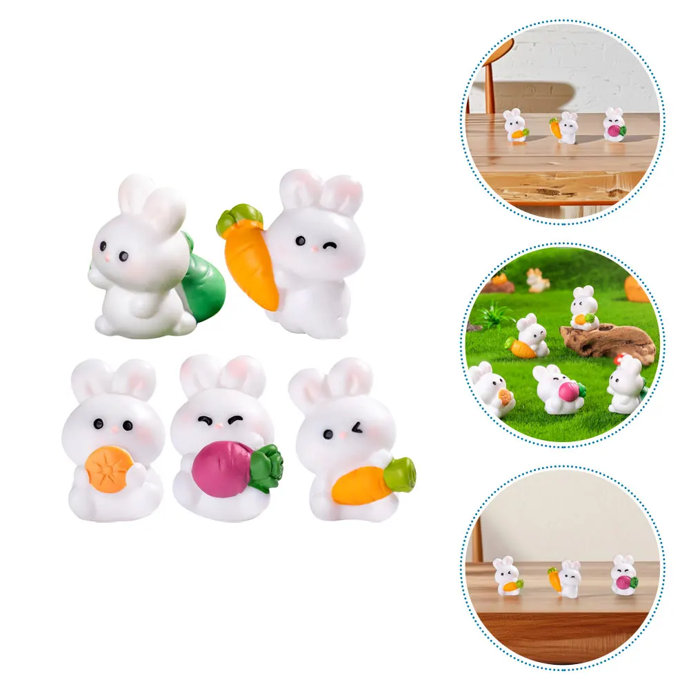 

10 Pcs Fairy Garden Miniatures Rabbit Ornament Bedroom Desktop Decor Number Resin