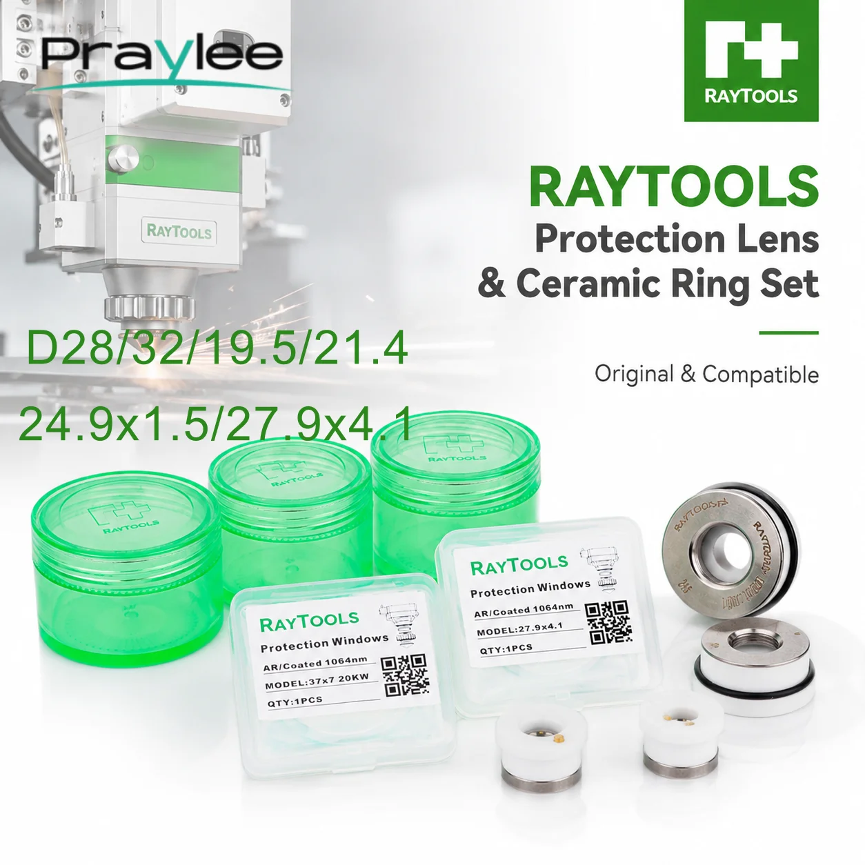 Raytools Laser Cutting Head Protection Lens Ceramic Ring D28 D32 37x7 Original and Compatible Replacement Parts