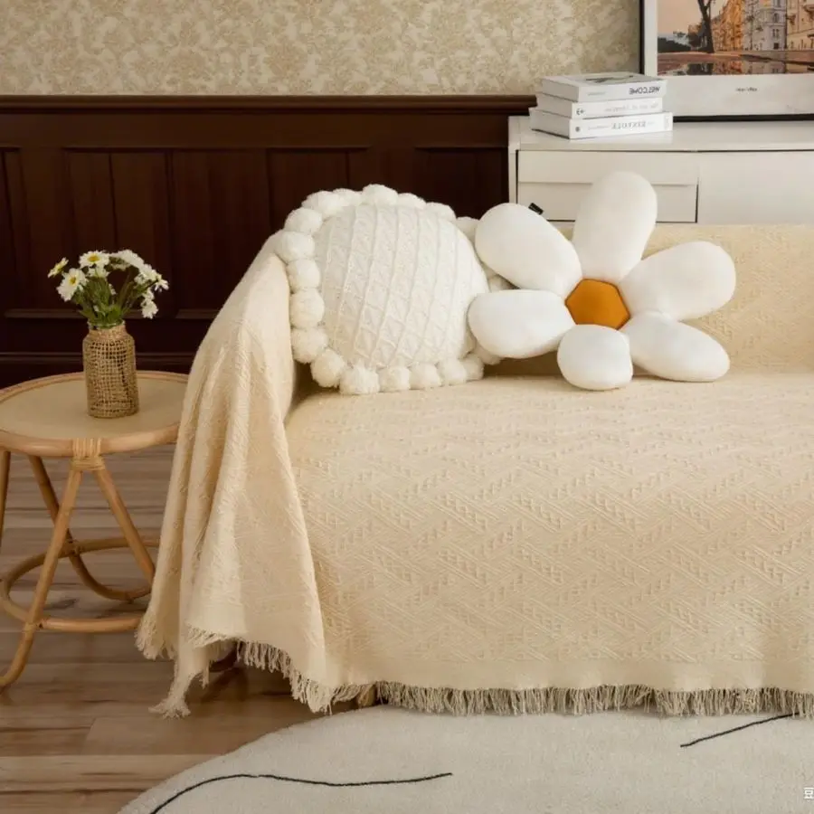 

Cover for 3 Cushion Couch, Sectional Couch Cover Washable, Geometrical Jacquard Futon Couch Covers Protector for Dog, Decorative