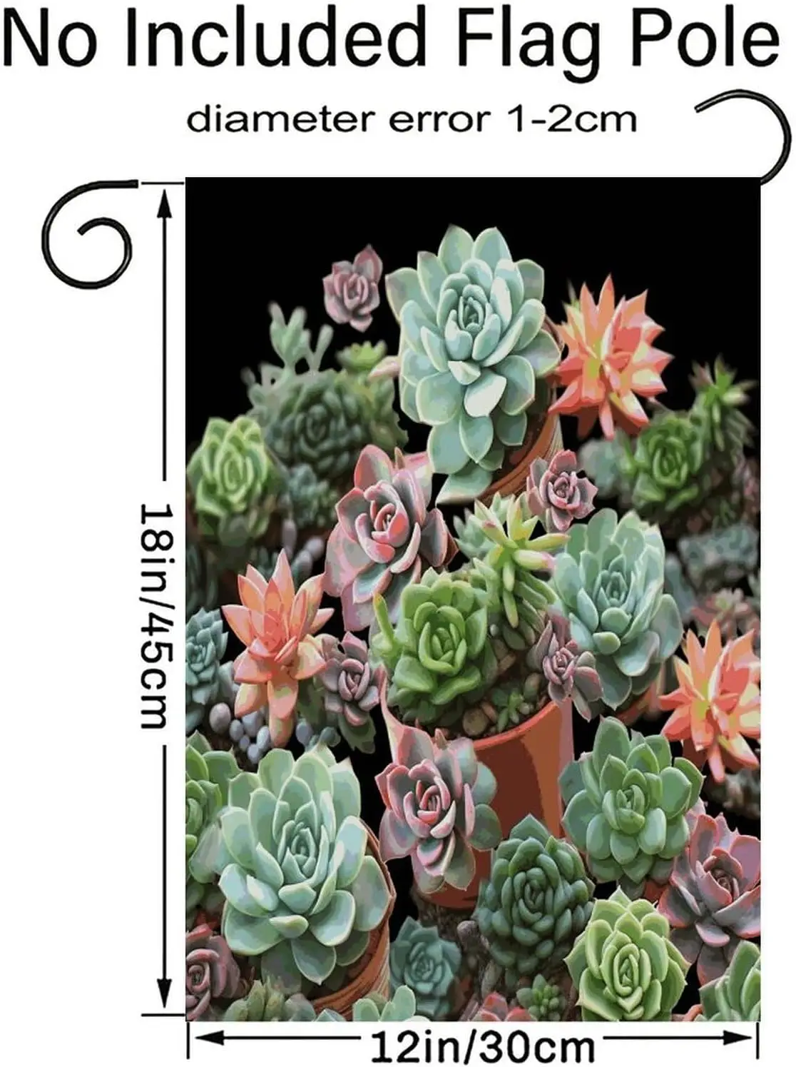 Succulents Garden Flag Linen 12 X 18 Inch/Outdoor Decorations,single-sided, All Seasons/Yard Flag, for Outdoor Lawn for Outs IIC