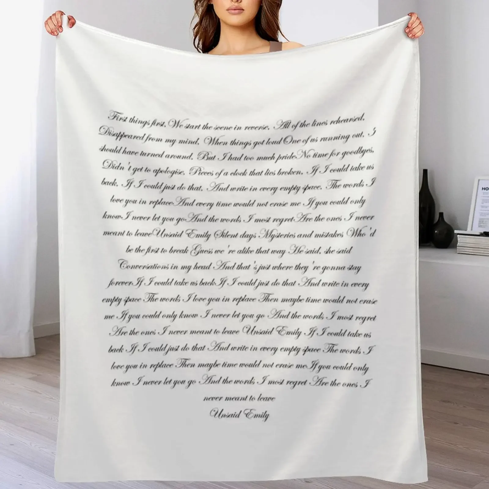 Unsaid Emily Lyrics Throw Blanket Foldable Soft Warm Blanket for Outdoor Use