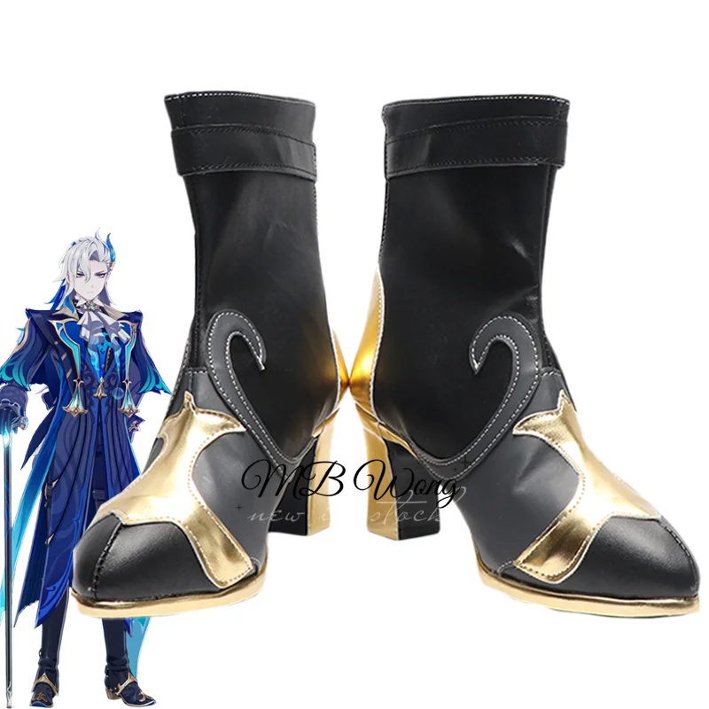 

Games Genshin Impact Neuvillette Cosplay Shoes Black Boots Fontaine Role Play Halloween Carnival Women Men Costume Party Prop