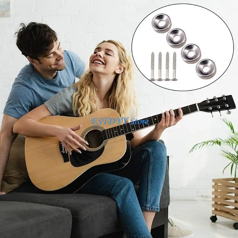 

G6DE 4Pcs Electric Guitar Neck Mounting Ferrules Bushings with Screws Enduring