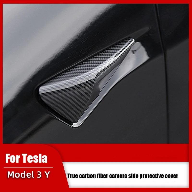 100% Real Carbon Fiber For Tesla 2021 2022 2023 Model Y 3 Fender Side Camera Protective Cover Accessories Glossy Matte Color