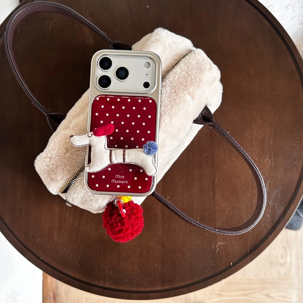 

Ретро забавный стереоскопический тканевый чехол для таксы с держателем для волос, колокольчик, клей, чехол для телефона для iPhone 17, 16, 15, 14 Pro Max