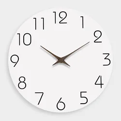 Casual Modern White Pattern Wooden Wall Clock Living Room Bedroom Kitchen Home Decoration Wall Clock Silent Quartz Clock Holiday Gift 10 Inches 12 Inches 14 Inches 16inch (Without Batteries)
