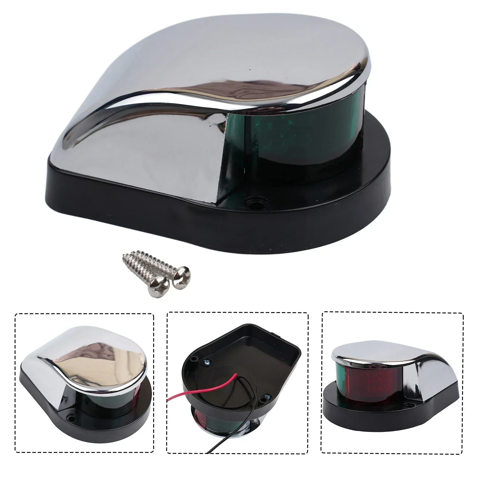 2pcs Red Green LED Boat Navigation Light 12V Waterproof Sailing Signal Lamp Marine Yacht Warn Lights 10x7.9x4.2 Cm
