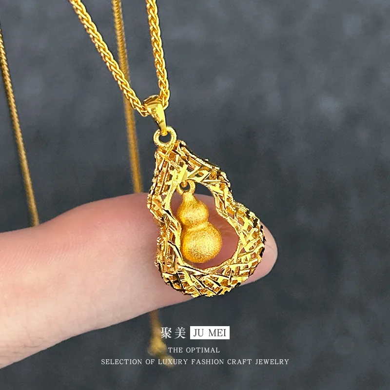 

Высококачественные ювелирные изделия 9999, 24-каратное настоящее золото, матовый кулон-подъемник, новое легкое роскошное ожерелье в китайском стиле для женщин