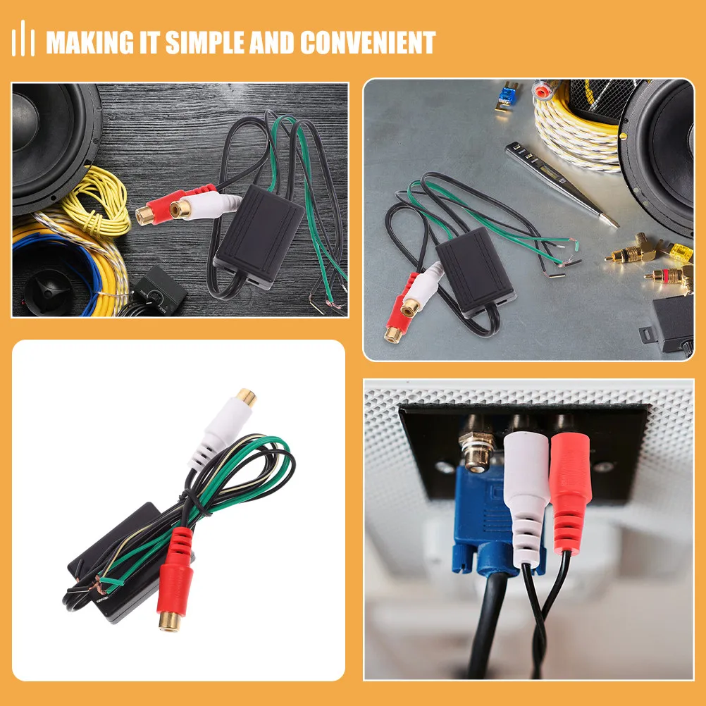 2Pcs Car Audio Wire Kit Speaker to Line Level Converter with Volume Control Potentiometer for Subwoofer Amplifier Home Car Sound