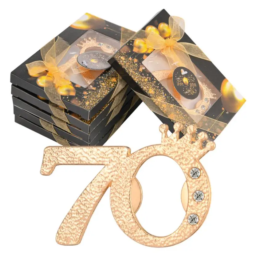50pcs 50 60 Year Old Beer Opener Party Favors Gifts For Guest Souvenirs Black Gold Theme Digital Crown 30/40 Bottle Opener ni437