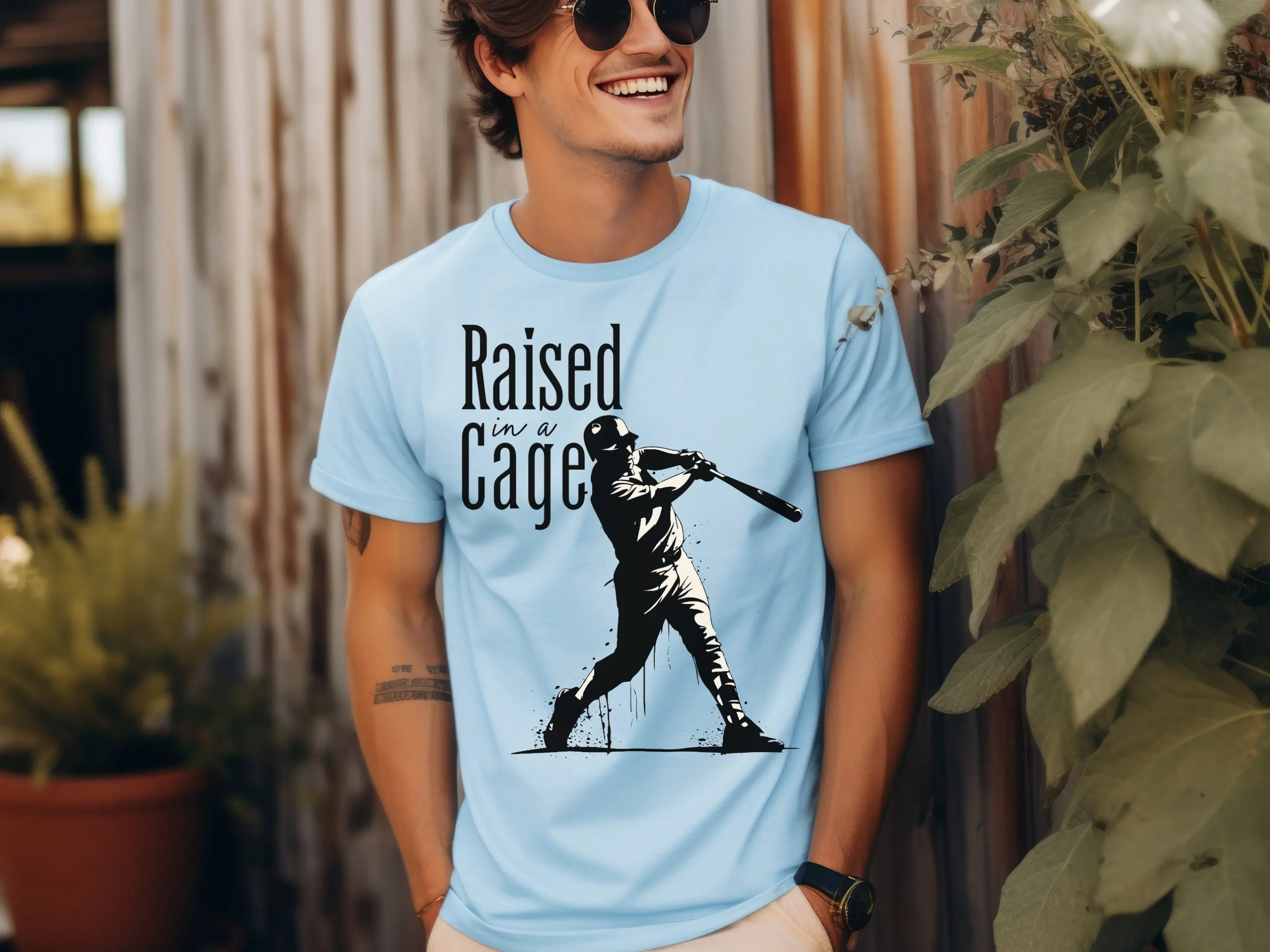 Raised In A Cage T Shirt Baseball Sweat For Player Funny