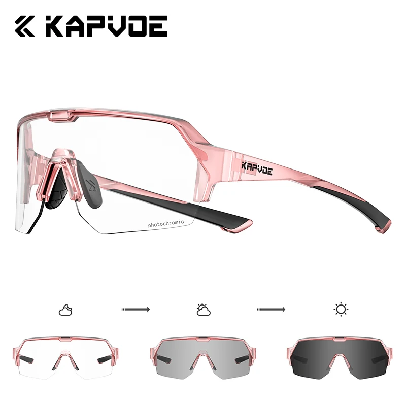 KAPVOE Neue Photochrome Sportbrille Nachtreitausrüstung MTB Fahrrad Racing UV400 Fahrradbrille Outdoor Camping Maske 7
