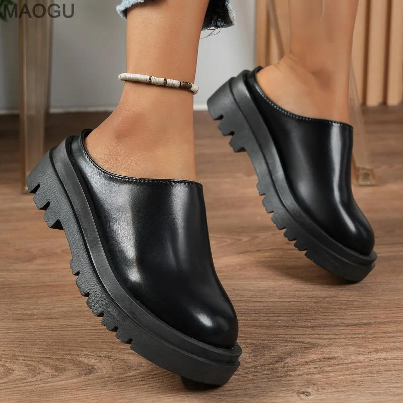 Plate-forme femmes pantoufles mode décontracté automne Mules chaussures 2025 nouvelles tendances sandales classiques élégant marche Zapatillas De Mujer