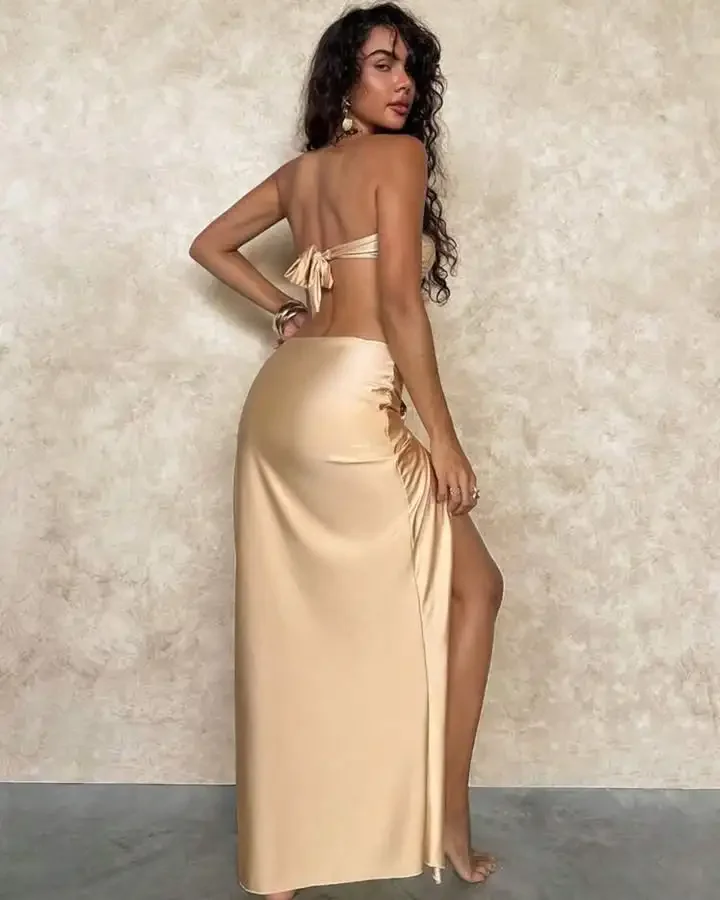 Buckle Off Shoulder Bikini With Skirt Women Swimsuit 2024 Trend Biquini Swimwear Lady Holiday Bath Suit Female Beachwear Outfits