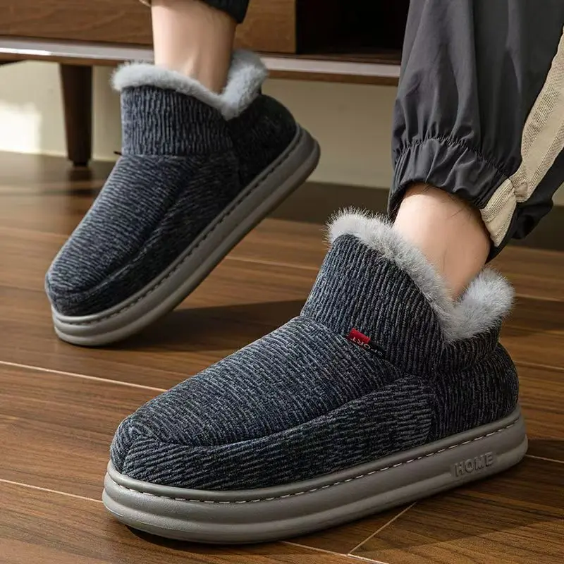 

2026 Men's Winter Cotton Boots Thick Sole Anti-slip Padded And Warm Suitable For Indoor And Home Use Comfortable Casual Shoes