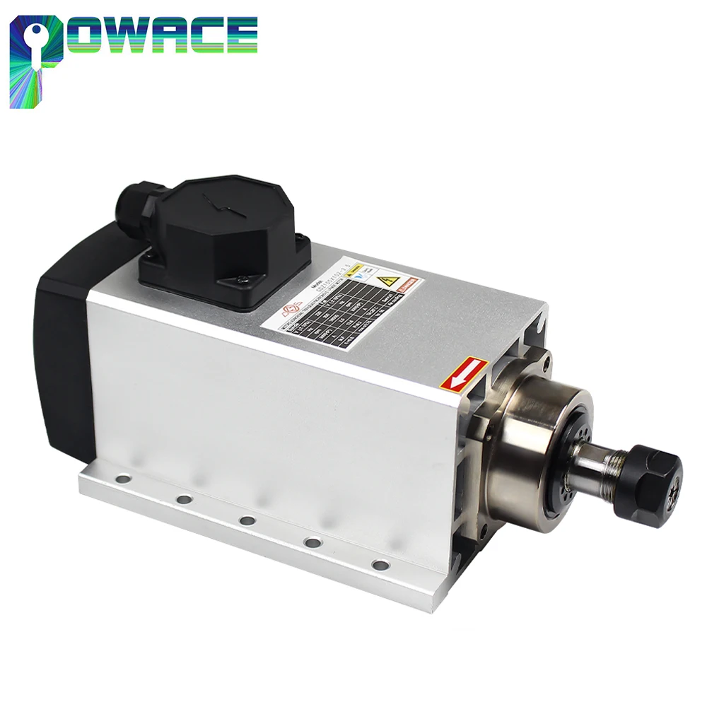 【EU】CNC Air Cooled Square 3KW ER20 Spindle Motor 12A 18000RPM For Woodworking Router Milling Lathe Machine