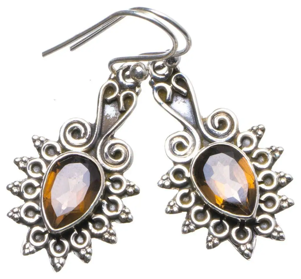 

StarGems® Natural Smoky Quartz Handmade Unique 925 Sterling Silver Earrings 1.5" X3907