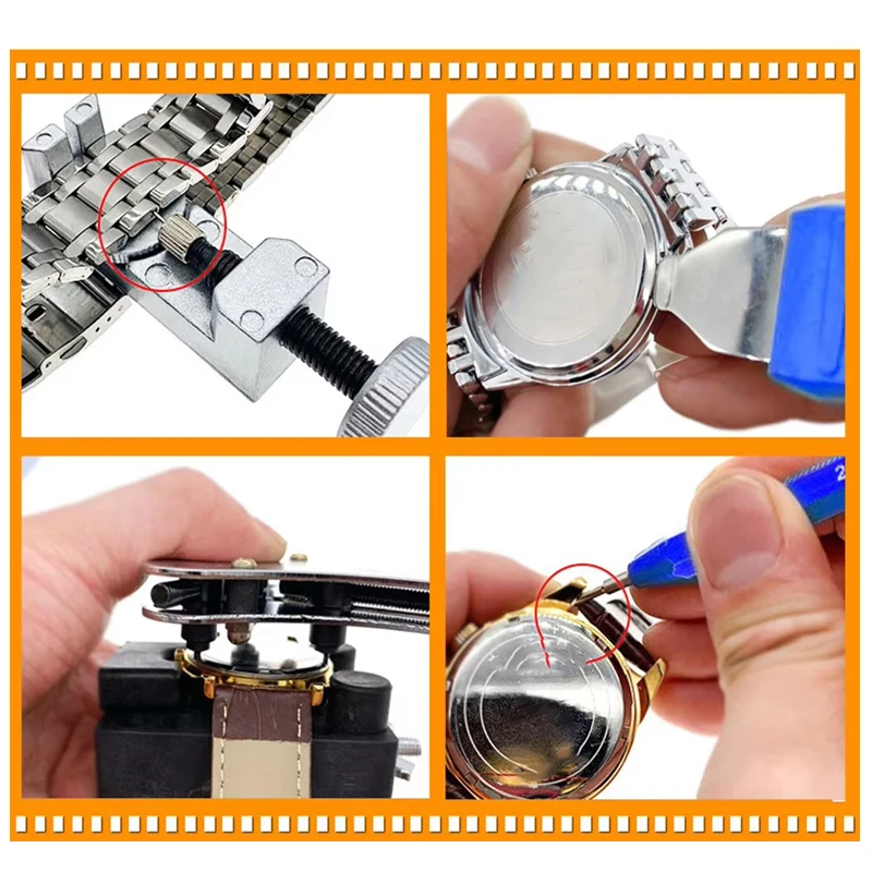 222Pcs Peralatan Pembuka Jam Tangan Kit Perbaikan Pisau Pembuka Jam Obeng Palu Set Pembuat Jam Tangan Aksesori Pembuat Jam Tangan