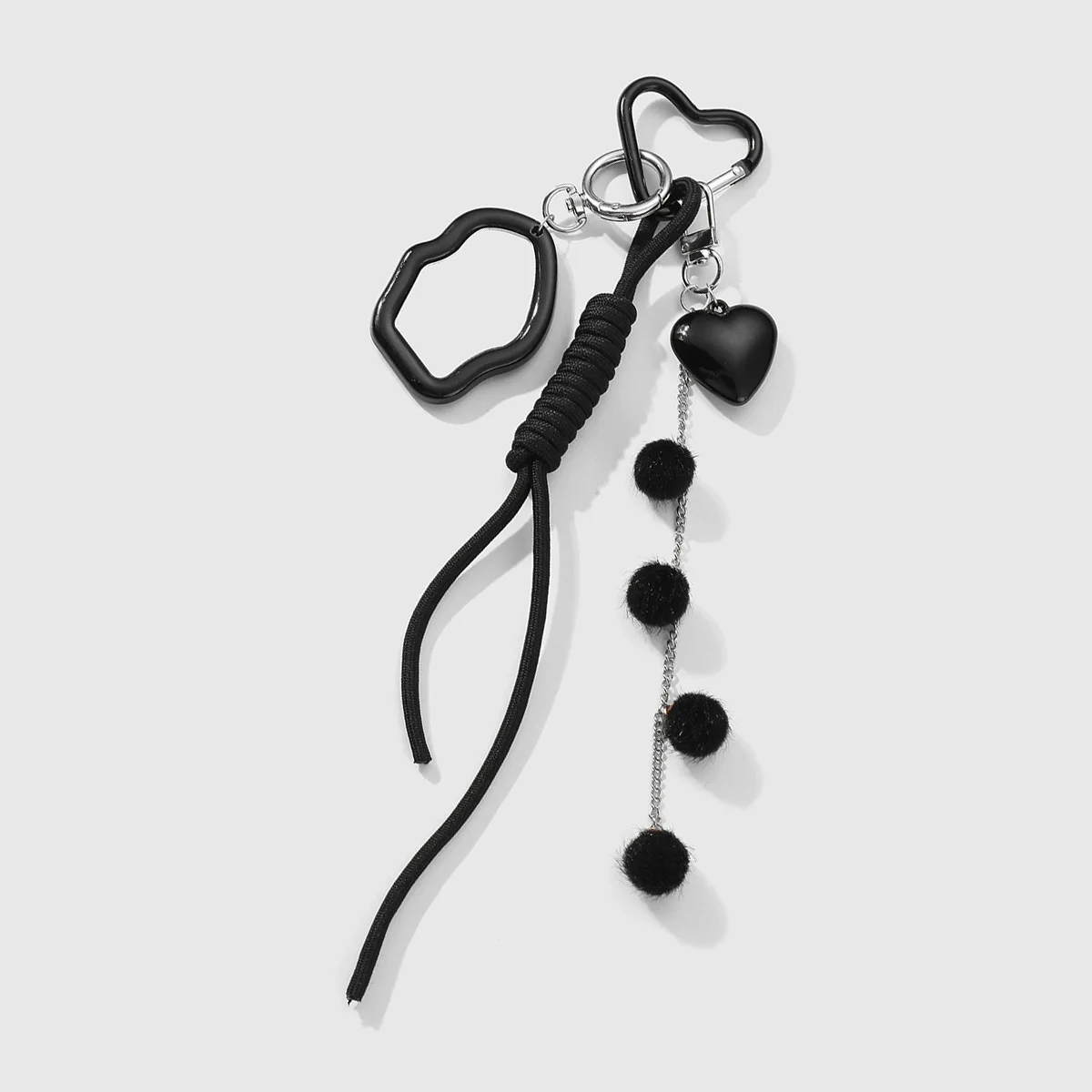 Sweet Romance black Key buckle bowknot mirror Pendant Hand woven rope Backpack ornament