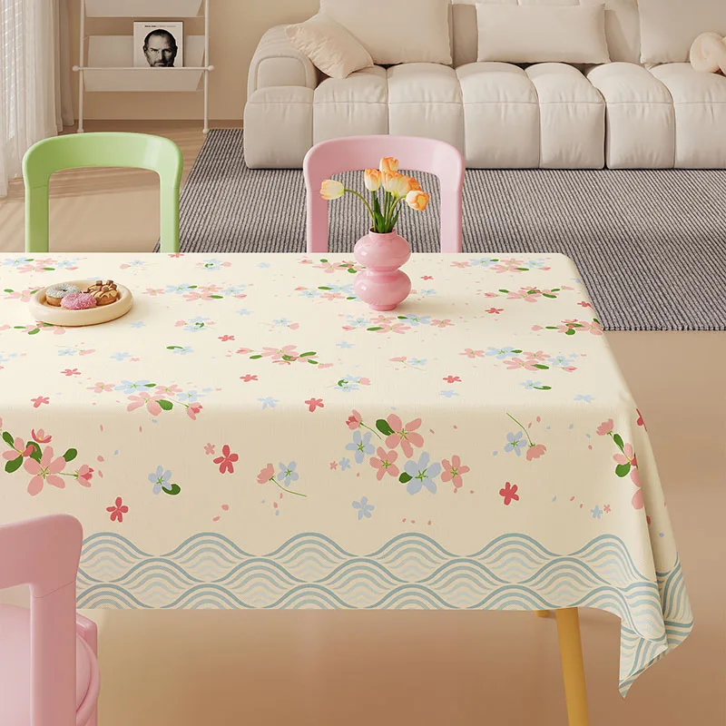 Ins Style Printed Pvc Waterproof Tablecloth Washable Plaid Table Cover for Party Banquet Lovely Anti-Scratch Home Decoration