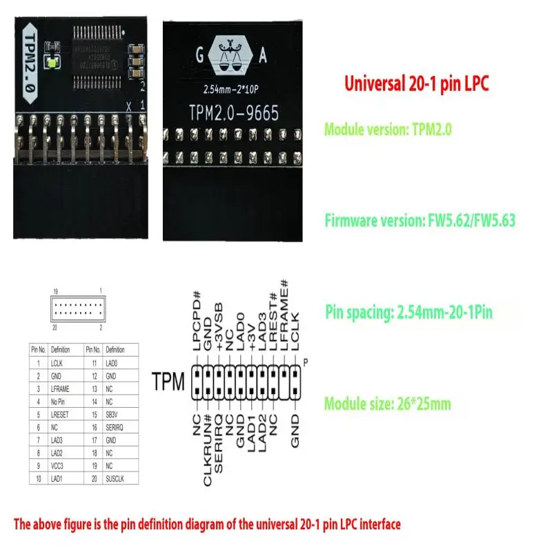 1Pcs TPM 2.0-9665 Encryption Security Module Pitch LPC TPM F