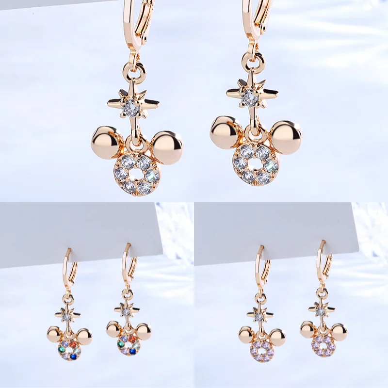 Best Selling Engagement  Cz Cute Mouse 18K Gold Plated Earring