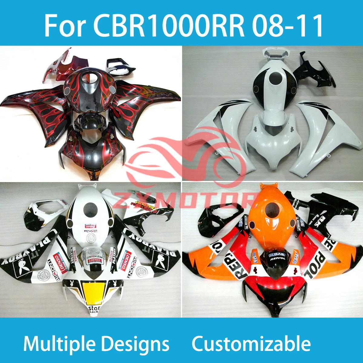 CBR 1000RR 2008 2009 2010 2011 Prime Fairings for Honda CBR1000RR 08 09 10 11 ABS Painted Fairing Kit Injection Molding Fit