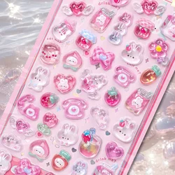 3d Three-dimensional Relief Sticker Cute paper Card Sticker Mobile Phone Decoration Gem Crystal Sticker