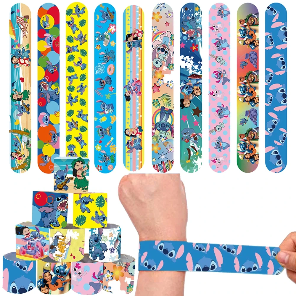 10/20/30Pcs Lilo & Stitch Snap bracciali Pinata Toy Loot/Party Bag Fillers Slap Wristband per bambini forniture per feste di compleanno regali