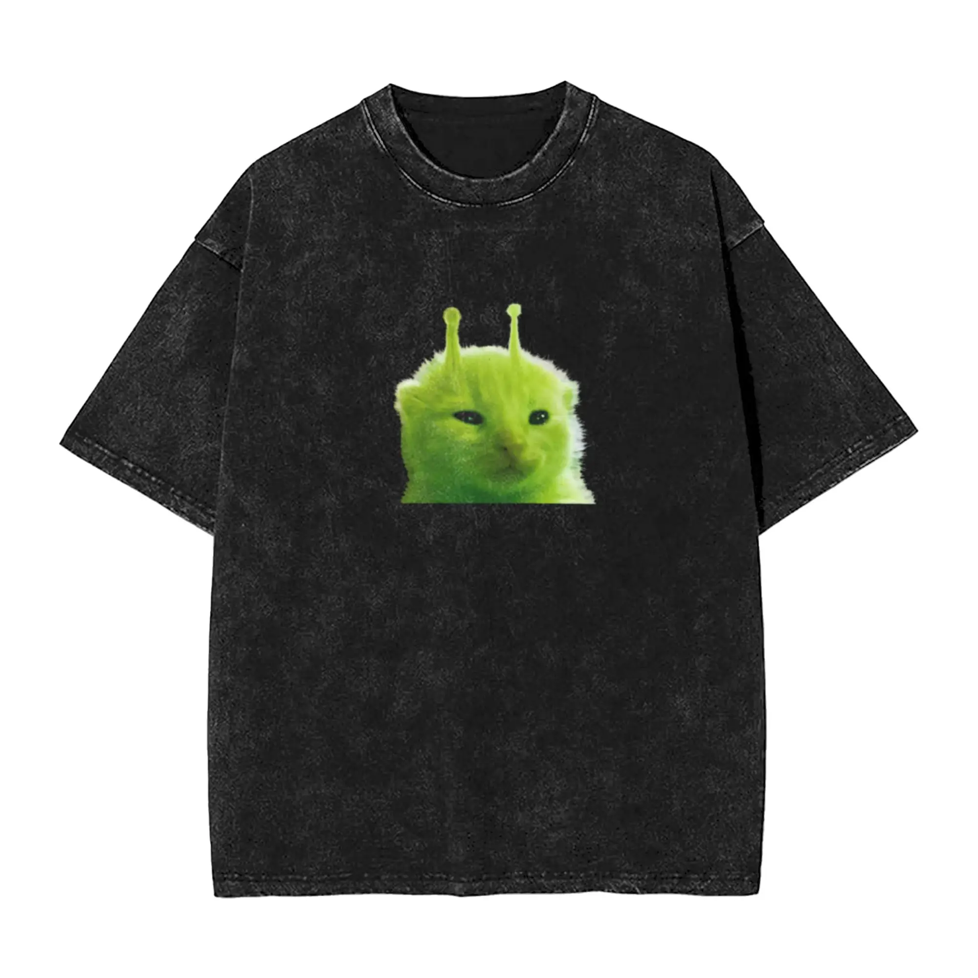 Alien Cat Unique Chic A T-Shirt Oversized Short Sleeve Cotton Tees Tops