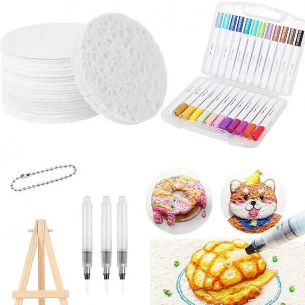 Blank Painting Paper DIY Magic Puffy Paint Sponge Texture Handicraft Foam Texture 3D Drawing Magic Canvas 3D Effect With Easel