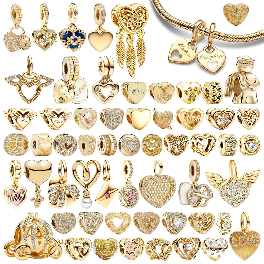 

Горячая новинка 2026: Серия бусин «Сияющие золотые сердца» — Купидон, Сердце и Крылья ангела. Подходят для оригинальных браслетов. DIY украшения. Подарок.