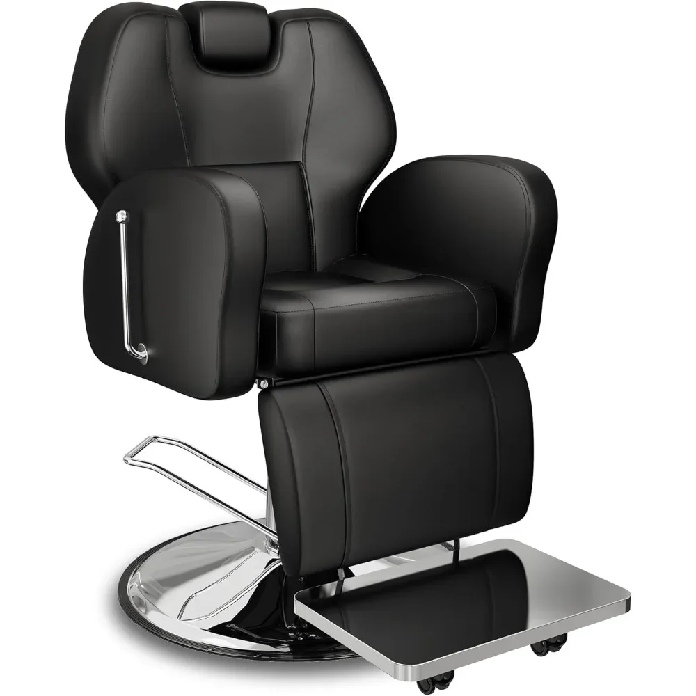 Barber Chair, Professional Reclining Barber Chair for Home, All-Purpose Hair Chair with Heavy-Duty Steel FrameZL