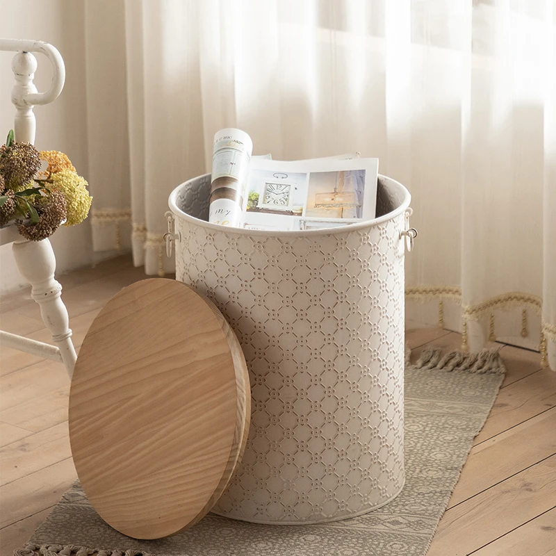 الرياح الفرنسية الخفيفة الفاخرة الحديد المطاوع أريكة الجانب عدد قليل من زاوية تخزين الرياح الكريمية عدد قليل من B & B قهوة صغيرة مستديرة #4