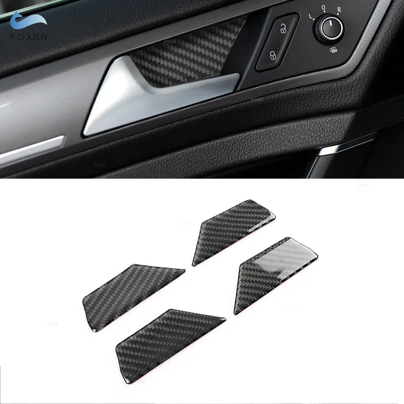 

For VW Golf 7 MK7 VII 2013 2014 2015 2016 2017 4pcs Carbon Fiber Car Door Handle Bowl Cover Trim
