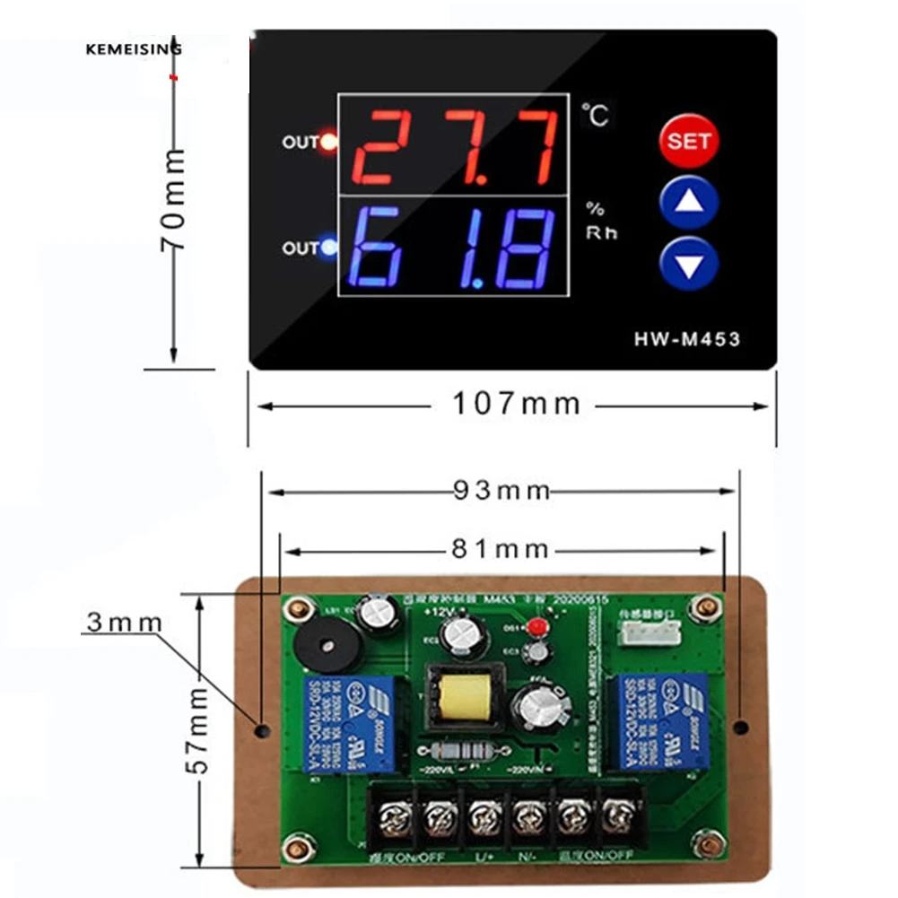 AT82-Thermometer Hygrometer Temperature Controller Dual Output Relay With LCD Display For Incubator Aquarium